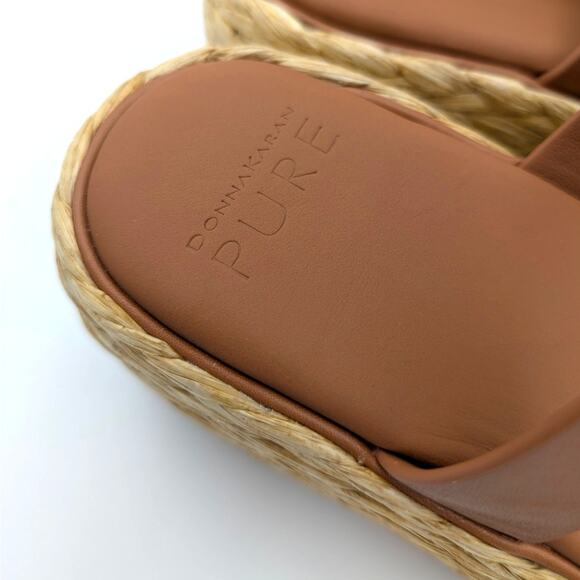 Donna Karan Pure Lalah Ankle Strap Raffia Platform Sandal Brown Size US7M EU37.5 - Picture 13 of 13